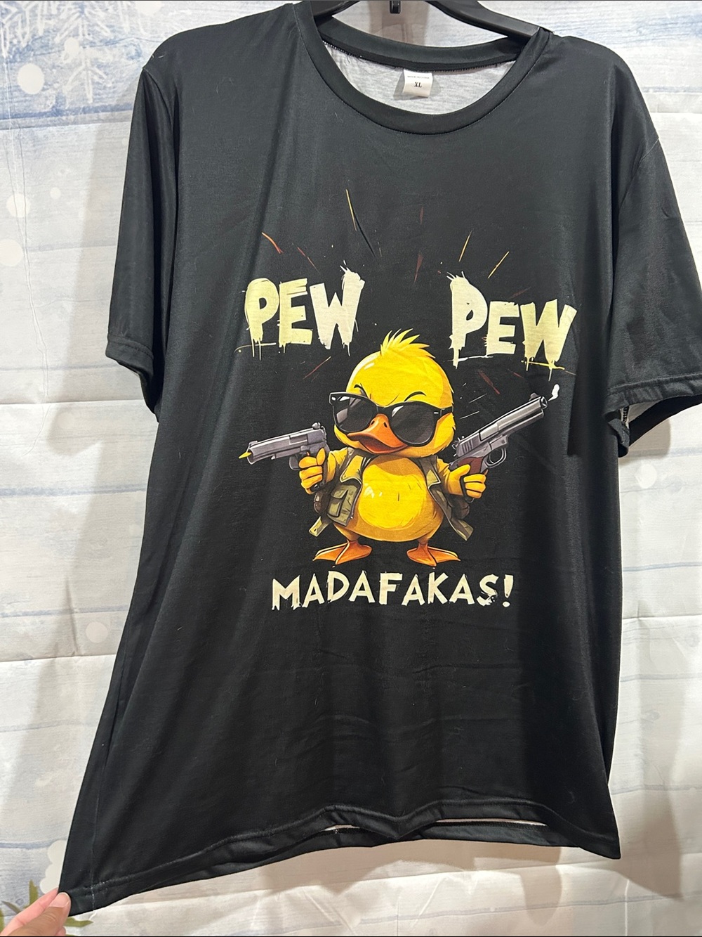 Black 'Pew Pew' Duck Graphic Pet Bird Tee